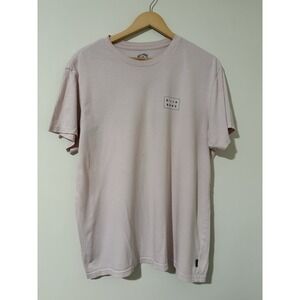 Billabong Mens Large Pink Logo T-Shirt Cotton Crew Neck Surf Skate Casual Tee